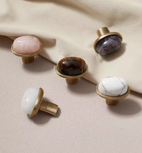 Load image into Gallery viewer, Marble &amp; Brass Drawer Pulls, French Retro Bronze Mid-Century Handles for Kitchen Cabinet &amp; Wardrobe
