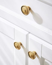 Load image into Gallery viewer, Vintage Single Hole Antique Bronze Round Knobs, Modern Minimalist Luxury Solid Brass Handles for Cabinets, Drawers and Wardrobes
