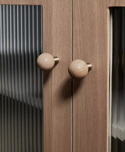 Load image into Gallery viewer, Cute Walnut Beech Round Brass Knobs, French Mid-Century Kids Cabinet Wardrobe Handles
