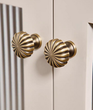 Load image into Gallery viewer, Creative Pumpkin Shape Antique Bronze Brass Knobs, French Mid-Century Cabinet Wardrobe Drawer Handles
