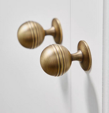Load image into Gallery viewer, French Retro Round Antique Bronze Brass Knobs, Mid-Century Minimalist Handles for Cabinet Drawer Wardrobe
