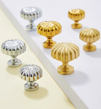 Load image into Gallery viewer, Silver Pumpkin Shape Brass Knobs, French European Modern Luxury Single Hole Cabinet &amp; Wardrobe Handles
