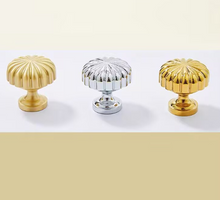 Load image into Gallery viewer, Silver Pumpkin Shape Brass Knobs, French European Modern Luxury Single Hole Cabinet &amp; Wardrobe Handles
