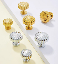 Load image into Gallery viewer, Silver Pumpkin Shape Brass Knobs, French European Modern Luxury Single Hole Cabinet &amp; Wardrobe Handles
