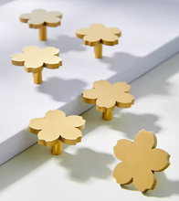 Load image into Gallery viewer, Gold Cherry Blossom Brass Knobs, Lovely Single Hole Handles for Kids Cabinet, Drawer &amp; Wardrobe
