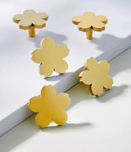Load image into Gallery viewer, Gold Cherry Blossom Brass Knobs, Lovely Single Hole Handles for Kids Cabinet, Drawer &amp; Wardrobe
