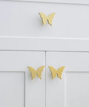 Load image into Gallery viewer, Gold Butterfly Brass Knobs, Luxury Cute Handles for Kids Cabinet, Drawer and Wardrobe
