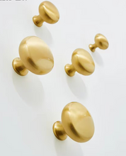 Load image into Gallery viewer, French Minimalist Gold Brass Button Knobs, Single Hole Luxury Handles for Cabinet &amp; Drawer

