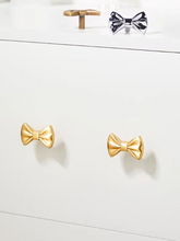 Load image into Gallery viewer, Gold Cartoon Bow Brass Knobs, French Creative Handles for Kids Cabinet &amp; Wardrobe
