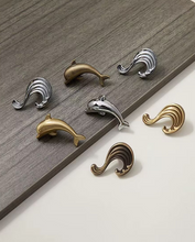 Load image into Gallery viewer, Dolphin &amp; Wave Brass Knobs, Silver &amp; Bronze Handles for Kids Cabinet, Drawer and Shoe Cabinet
