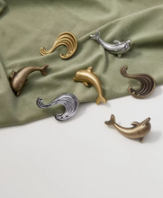Load image into Gallery viewer, Dolphin &amp; Wave Brass Knobs, Silver &amp; Bronze Handles for Kids Cabinet, Drawer and Shoe Cabinet
