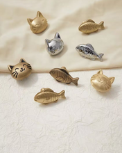 Load image into Gallery viewer, Cat &amp; Fish Brass Knobs, Silver &amp; Bronze Cute Handles for Kids Cabinet, Drawer and Shoe Cabinet
