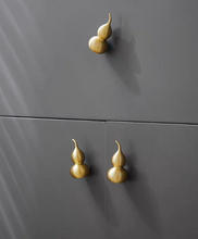 Load image into Gallery viewer, Gold Gourd Shaped Brass Knobs, Chinese Style Single Hole Handles for Cabinet &amp; Wardrobe
