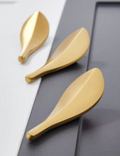 Load image into Gallery viewer, Gold Loquat Leaf Shaped Brass Handles, Creative Nordic Knobs for Cabinets, Drawers and Wardrobes

