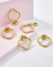 Load image into Gallery viewer, Mid Century Luxury Gold Brass Pulls, Retro Minimalist Handles for Cabinets, Drawers and Wardrobes

