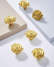 Load image into Gallery viewer, French Gold Rose Brass Knobs, Minimalist Luxury Single Hole Handles for Drawers, Wardrobes and Bedside Cabinets
