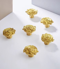 Load image into Gallery viewer, French Gold Rose Brass Knobs, Minimalist Luxury Single Hole Handles for Drawers, Wardrobes and Bedside Cabinets
