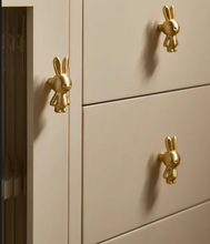 Load image into Gallery viewer, Gold &amp; Silver Rabbit Carrot Brass Knobs, Lovely Cartoon Animal Handles for Children’s Wardrobes, Drawers and Cabinets
