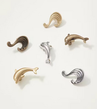 Load image into Gallery viewer, Designer Dolphin Wave Brass Knobs, Lovely Animal Small Handles for Children’s Wardrobes, Drawers and Cabinets
