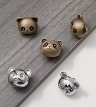 Load image into Gallery viewer, Gold &amp; Silver Panda Brass Knobs, Lovely Cartoon Animal Handles for Children’s Wardrobes, Drawers and Kitchen Cabinets
