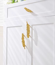 Load image into Gallery viewer, Modern Minimalist Solid Gold Brass Feather Pulls, Light Luxury Creative Handles for Cabinets, Drawers and Wardrobes
