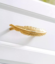 Load image into Gallery viewer, Modern Minimalist Solid Gold Brass Feather Pulls, Light Luxury Creative Handles for Cabinets, Drawers and Wardrobes
