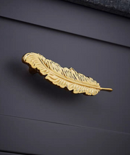 Load image into Gallery viewer, Modern Minimalist Solid Gold Brass Feather Pulls, Light Luxury Creative Handles for Cabinets, Drawers and Wardrobes

