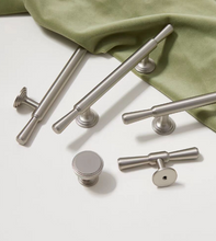 Load image into Gallery viewer, Modern Minimalist Matte Brushed Silver Pull Handles, High-end French Style Stainless Steel &amp; Brass Hardware for Cabinets, Drawers and Wardrobes
