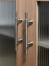 Load image into Gallery viewer, Modern Minimalist Matte Brushed Silver Pull Handles, High-end French Style Stainless Steel &amp; Brass Hardware for Cabinets, Drawers and Wardrobes
