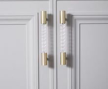 Load image into Gallery viewer, French Luxury Brass Acrylic Twist Bar Pulls, Long Double Hole Handles for Cabinets and Wardrobes
