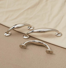 Load image into Gallery viewer, French Titanium Silver Solid Brass Cabinet Pulls, Premium Small Handles for Drawer, Shoe Cabinet, Wardrobe &amp; Walnut Bookcase
