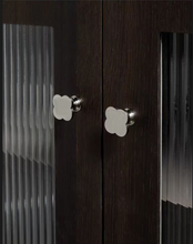 Load image into Gallery viewer, Four Leaf Clover Titanium Silver Brass Knob, Minimalist Luxury Kids Room Wardrobe Cabinet Drawer Handle
