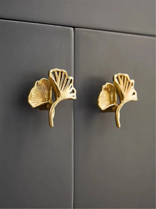 Ginkgo Biloba Leaf Brass Knobs | Cabinet & Drawer Pulls, Kitchen Handles, Cabinet Hardware