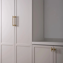 Load image into Gallery viewer, 3.78&quot;, 5&quot;, 6.3&quot;, 8.8&quot; Solid Brass &amp; Bamboo Cabinet Door Handles | Brushed Brass Drawer Pulls, Unique Dresser Knobs, Closet Wardrobe Handles
