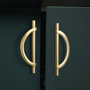 Unique Semicircle Brushed Brass Drawer Pulls | Black Gold Cabinet & Wardrobe Handles, Dresser Knobs, Cupboard Hardware