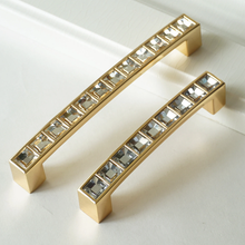 Load image into Gallery viewer, 3.78&quot;-5&quot; (64-128mm) Clear Gold Rhinestone Bling Pulls, Knobs &amp; Handles | Dresser Drawer, Kitchen Cabinet Door Decor Hardware
