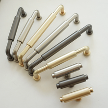 Load image into Gallery viewer, 3.78&quot;-7.55&quot; Brushed Brass, Nickel &amp; Gun Black T Bar Pulls &amp; Handles | Cabinet, Drawer, Dresser &amp; Closet Hardware
