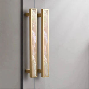 3.78", 5", 6.3" Natural Shell Knobs | Vivid Brass, Green & White Drawer Pulls, Square Kitchen & Dresser Handles, Home Decor Hardware