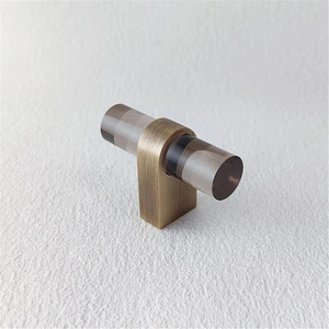 Custom-Size Clear & Smoke Acrylic Knobs, Pulls & Handles with Brass | Drawer, Cabinet Door, Kitchen, Dresser & Bathroom Hardware