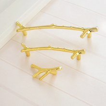 Load image into Gallery viewer, 3.75&quot;, 5&quot; Shiny Gold Branches &amp; Twigs Cabinet Handles | Drawer Pulls, Dresser Knobs, Closet Handles, Furniture Hardware
