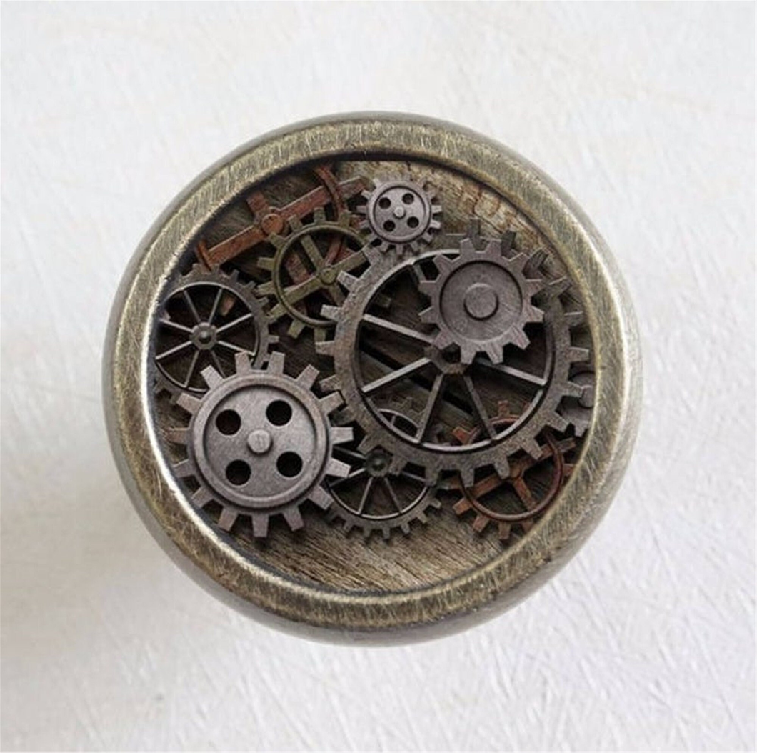 Steampunk Gear Vintage Knobs, Pulls & Handles (Antique Bronze, Silver, Glass) | Unique Cabinet, Drawer, Dresser & Kitchen Door Hardware