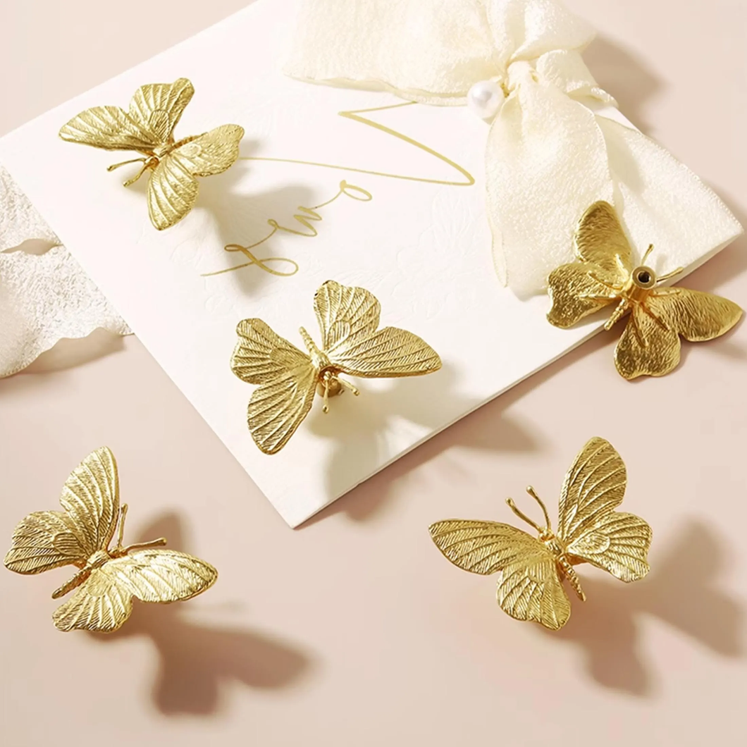 Butterfly Gold Brass Knobs & Pulls | Decorative Dresser & Drawer Handles, Kitchen Cabinet & Furniture Hardware