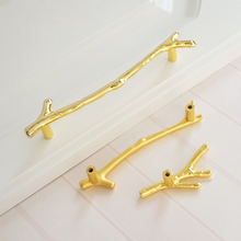 Load image into Gallery viewer, 3.75&quot;, 5&quot; Shiny Gold Branches &amp; Twigs Cabinet Handles | Drawer Pulls, Dresser Knobs, Closet Handles, Furniture Hardware
