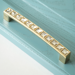 3.78"-5" (64-128mm) Clear Gold Rhinestone Bling Pulls, Knobs & Handles | Dresser Drawer, Kitchen Cabinet Door Decor Hardware