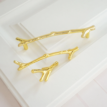 Load image into Gallery viewer, 3.75&quot;, 5&quot; Shiny Gold Branches &amp; Twigs Cabinet Handles | Drawer Pulls, Dresser Knobs, Closet Handles, Furniture Hardware
