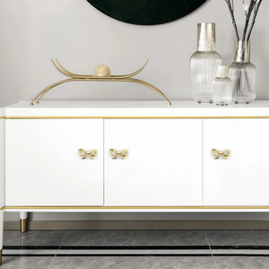 Modern Gold Brass Bow Knobs & Pulls | Dresser, Drawer, Girls Room Cabinet, Kitchen & Gift Hardware