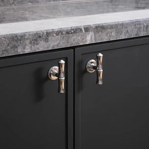 3.78", 5", 6.3", 8.8" Bamboo & Chrome Cabinet Pulls & Knobs | Unique Drawer Handles, Closet & Wardrobe Dresser Knobs