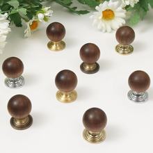 Load image into Gallery viewer, Walnut Wood &amp; Chrome, Gold, Bronze, Brass Kitchen Knobs &amp; Pulls | Drop Bail Drawer &amp; Cupboard Handles, Cabinet Pulls
