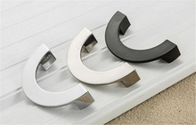 Load image into Gallery viewer, 3.75&quot;, 5&quot; Modern Black, Chrome &amp; Brushed Nickel Semicircle Drawer Pulls | Dresser &amp; Kitchen Cabinet Handles, Door Knobs
