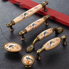 Load image into Gallery viewer, 3&quot;, 3.78&quot;, 5&quot; Vintage Aged Brass &amp; Ceramic Knobs &amp; Pulls | Drawer, Dresser, Kitchen &amp; Cabinet Handles
